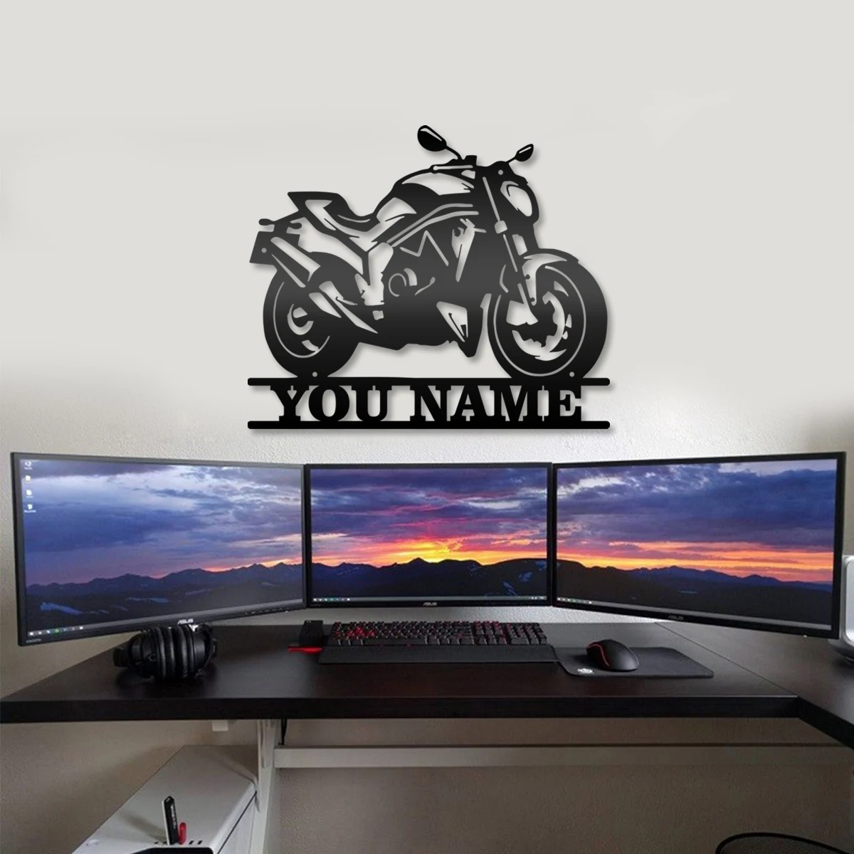 

1pc pretty motorcycle Personalized Name Metal Wall Signs Tin Wall Plaque For Home Decor Living Room Bedroom