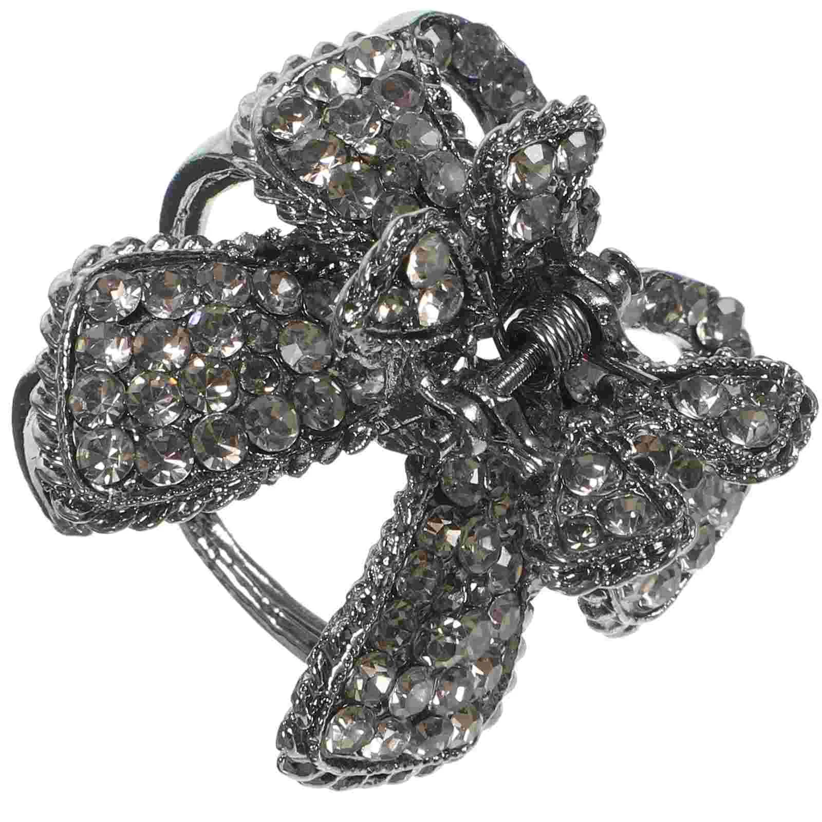 

Flower Hairpin Rhinestone Clips Butterfly Jaw Vintage Ponytail Holder Small Bun Women Miss