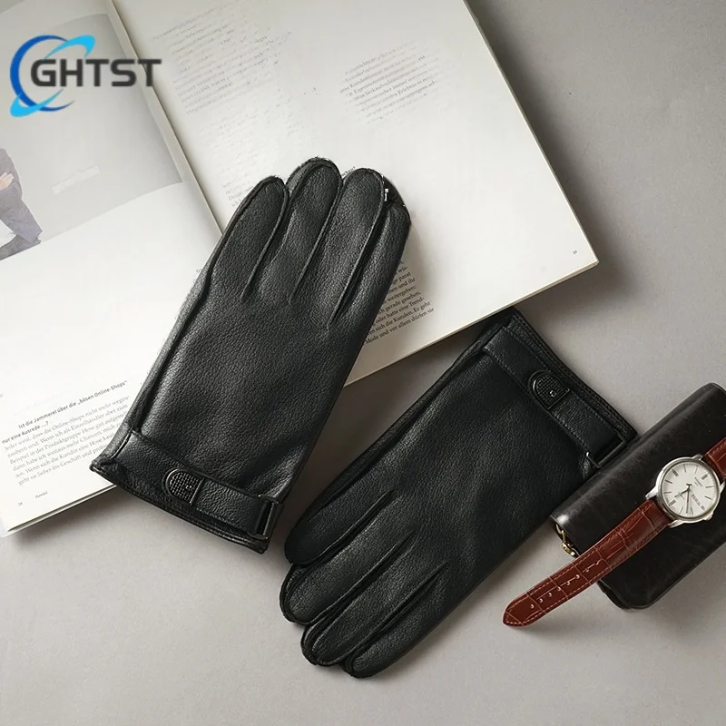 New Arrival Men Genuine Spring Gloves Leather Gloves Touch Screen Black Real Sheepskin Thin Driving Gloves Business Brown Glove