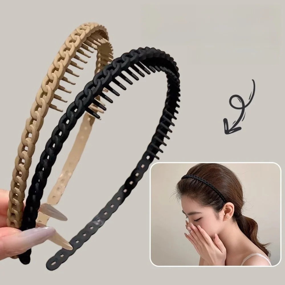 

Frosted Texture Anti Slip Headbands Anti-Slip Teeth Toothed Design Frosted Headbands Thin Braided Multicolor Wave Hair Bands