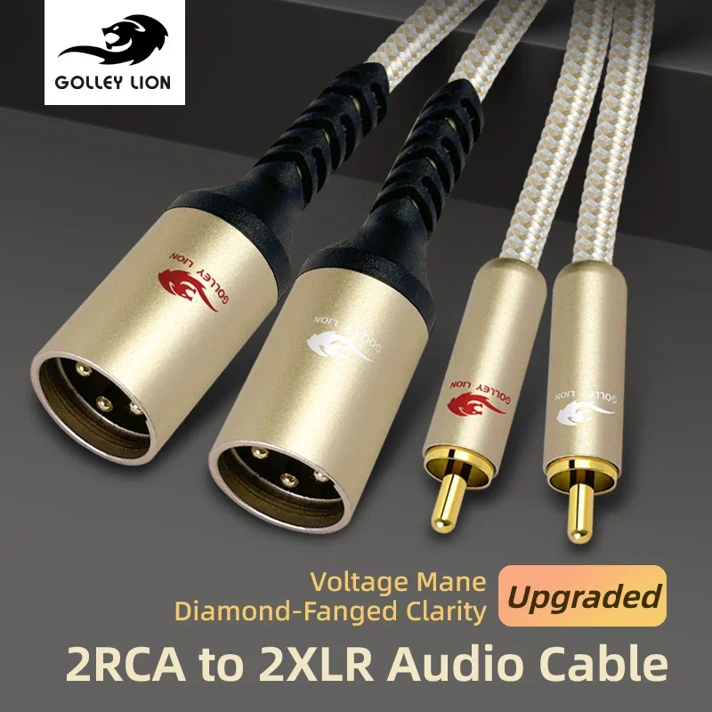 GOLLEY LION Upgrade Dual RCA to XLR Male Cable, 2 XLR to 2 RCA Phono Plug HiFi Stereo Audio Connection Microphone Cable Wire Cor