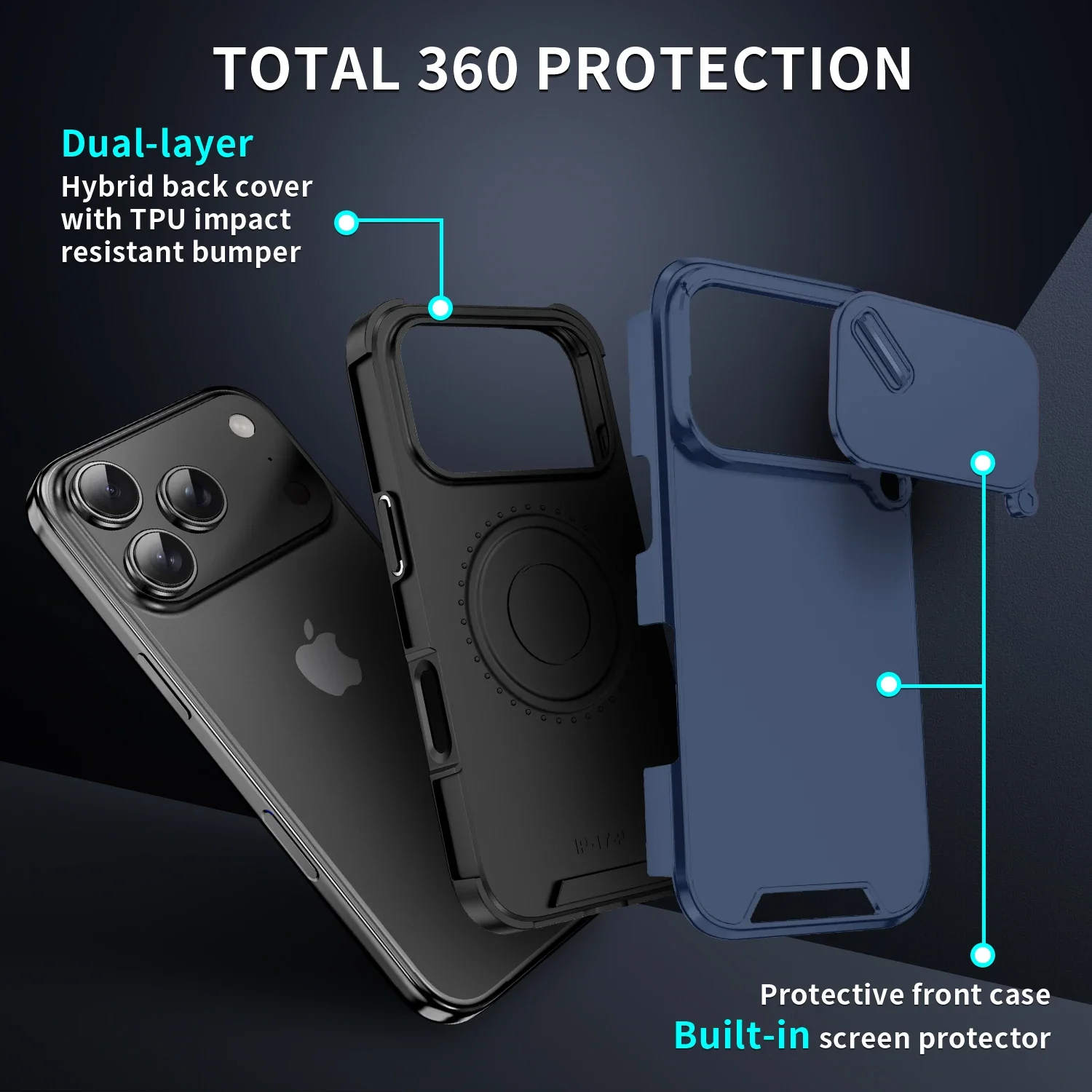 Stoßfeste Handyhülle für iPhone 11 12 13 14 15 16 17 18 Pro Max 17 Air 16E 16 15 Plus Schiebe-Kamera-Schutz Harte Hülle – Detail 21