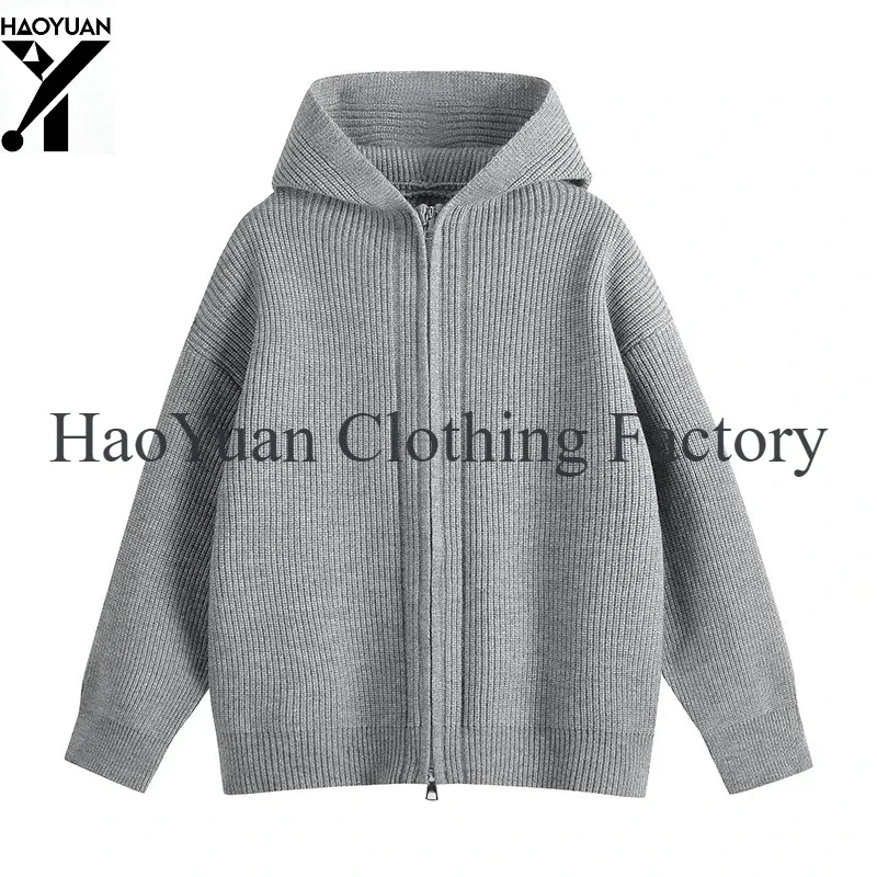 Laid-back Loose Knitted Sweater Coat Men's Autumn Winter Thickened Zipper Cardigan Casual  Color Yarnwear Comfortable Fit