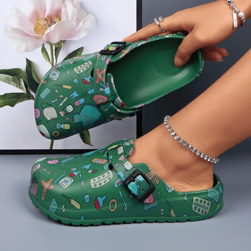 

women's indoor slippers flat sandals eva slippers platform heels nurse shoes adjustable bucks Oil-Resistant casual elegant women