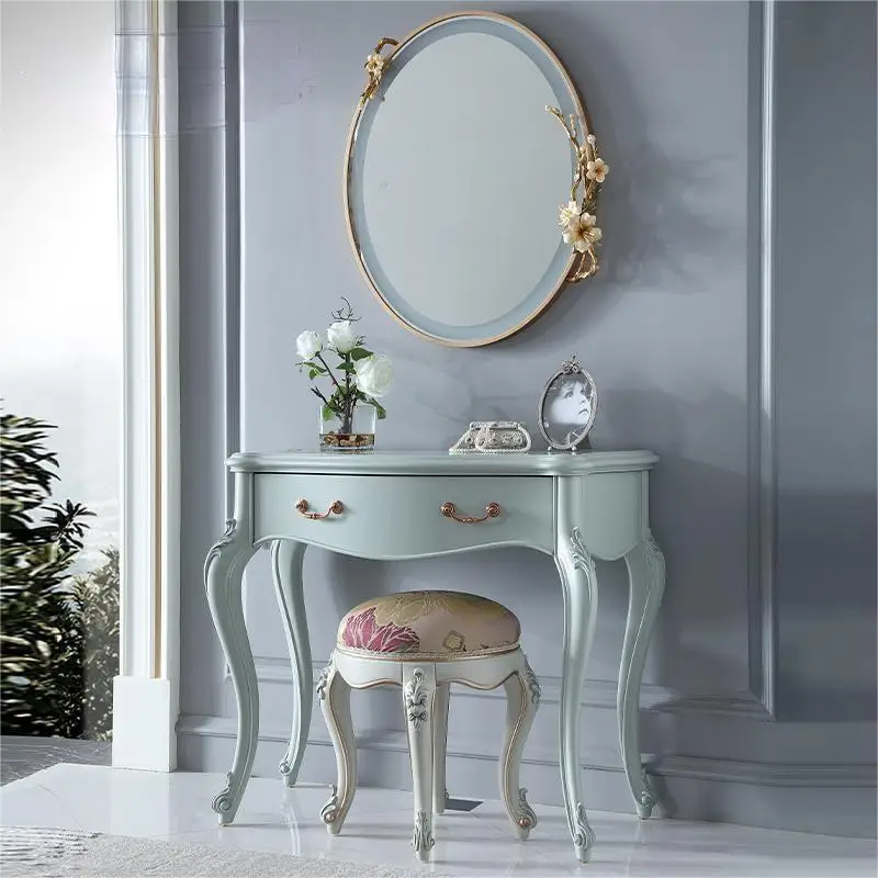 Palace French furniture, European style dressing table, small unit bedroom, solid wood dressing table, metal frame