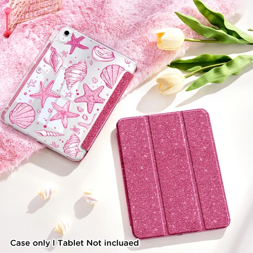 Imagen 1 del producto Funda/Soporte para iPad Sparkle Pink/Púrpura para Air 4/5/6/7, iPad10/11, Pro 11, mini 6/7, 10.2"". Plegable, con ranura para bolígrafo, despertador/sueño automático