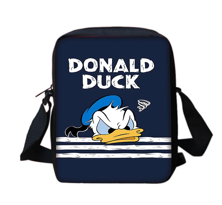 Saco do mensageiro do ombro impresso dos desenhos animados, Bolsa casual infantil, Homens e mulheres, Bolsa de compras, Pato Donald, Menino, Meninas