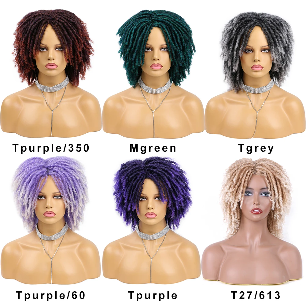 6 Zoll synthetische Dreadlocks Haar Perücke leimlosen Ingwer Ombre Afro verworrene lockige Perücken natürliche weiche Locs Ersatz Perücke für Frauen