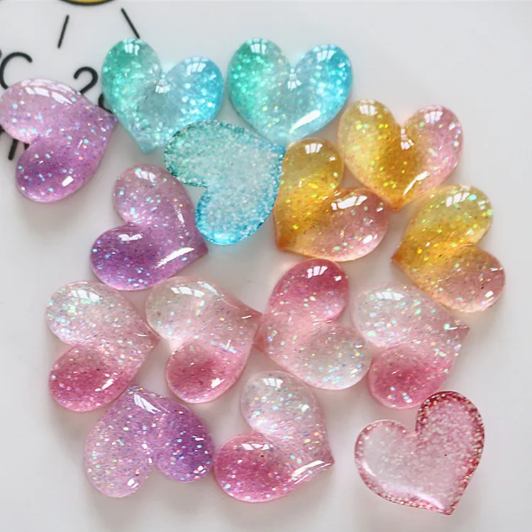 

10pcs Mini Kawaii Cute Heart Flat Back Cabochons Scrapbook Diy Party Hairpin Accessories Home Decoration Craft