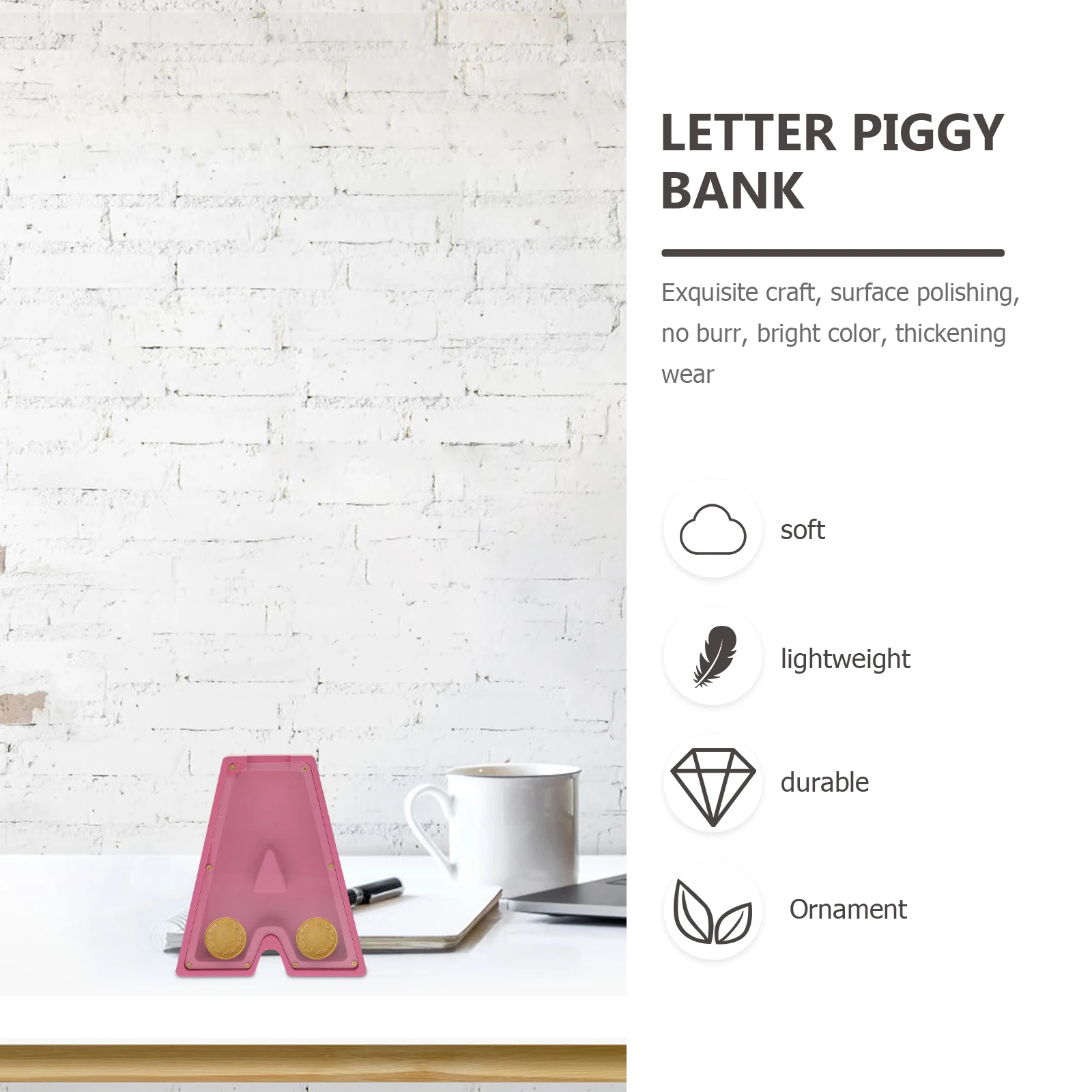 

Alphabet Letter Bank Clear Money Jar for Piggy Bank For Adults Kids Teens Grey Wood Storage Savings Box Home Decor