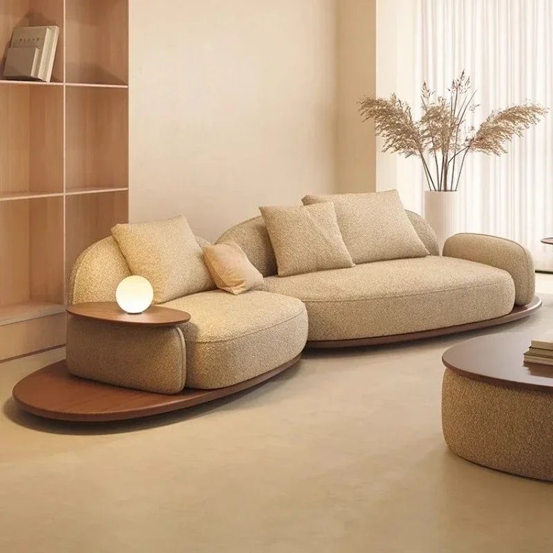 Living Room Coffee Table Designer Creative Three-person Log Style Furniture Modern Simple Modern Morocco Fabric Sectional Sofas