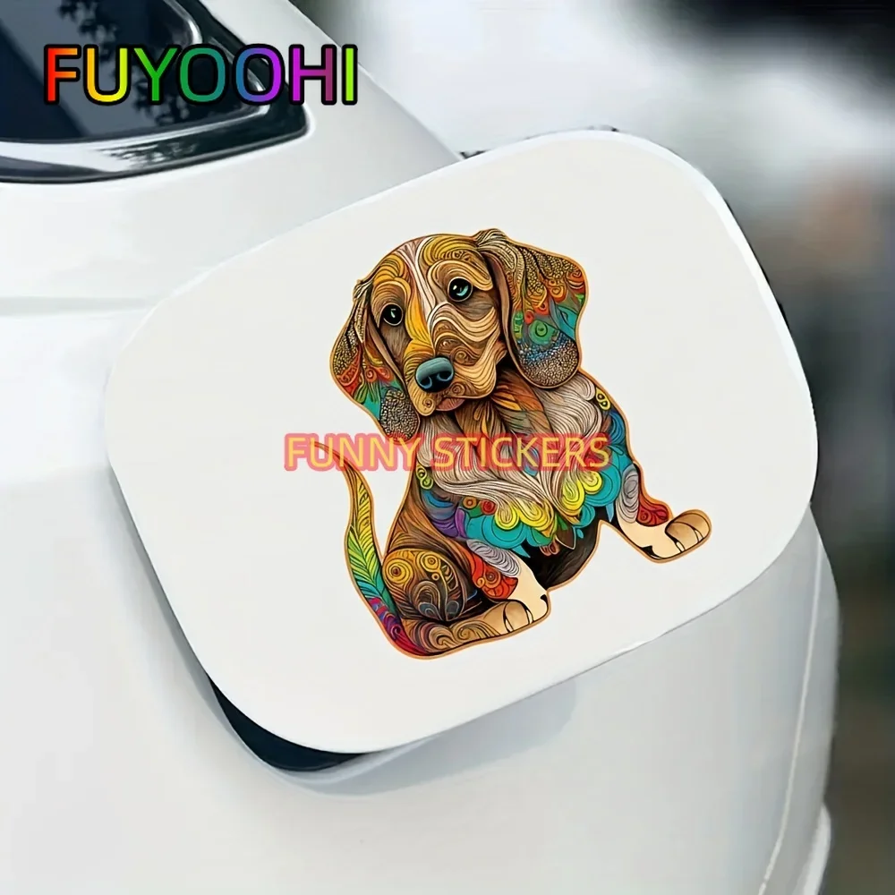 FUYOOHI نمط الكلب، ملصقات السيارات، ملصقات مقاومة للخدش، عالمية لجميع أجسام السيارات، ملصقات الخوذة، ملصقات الكمبيوتر المحمول