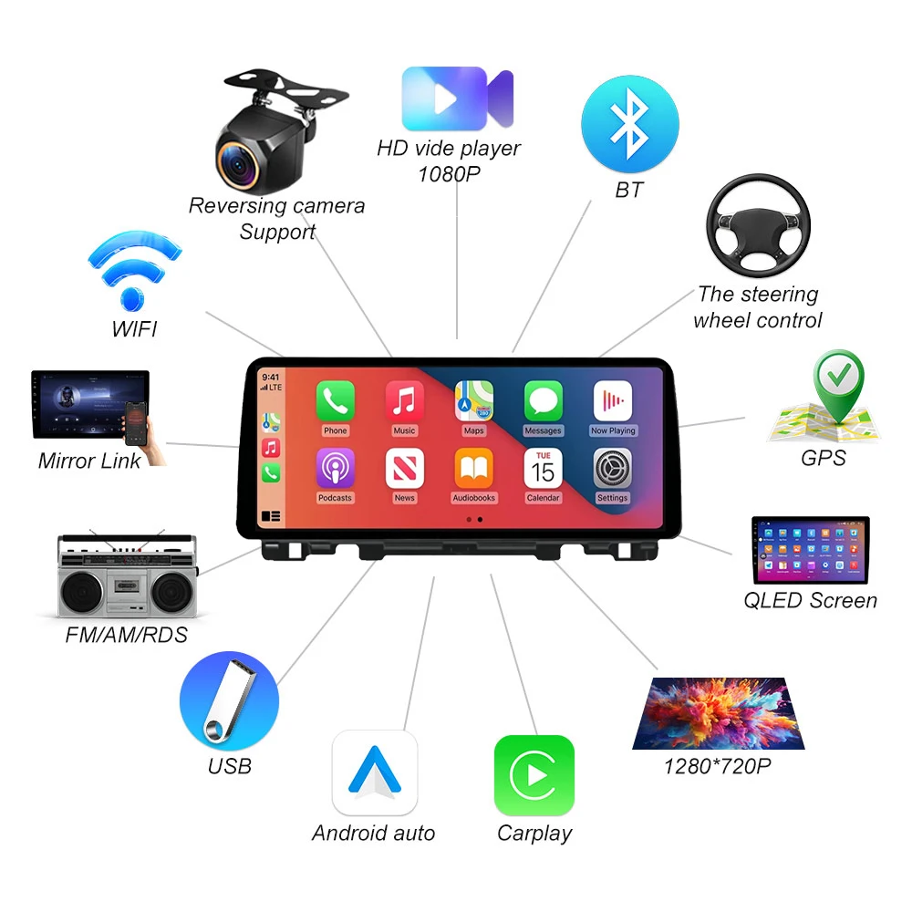 12.3 Inch For KIA K5 Optima 2015 2016 2017 2018 2019 Android 16 Car Radio Stereo Head Unit Multimedia Video Player GPS Navigatio