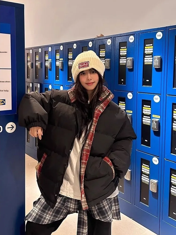 

Cleanfit Double-Sided Wear Stand Collar Spliced Cotton Jaet for Men And Women Autumn Winter High-End Feeling American Sle...