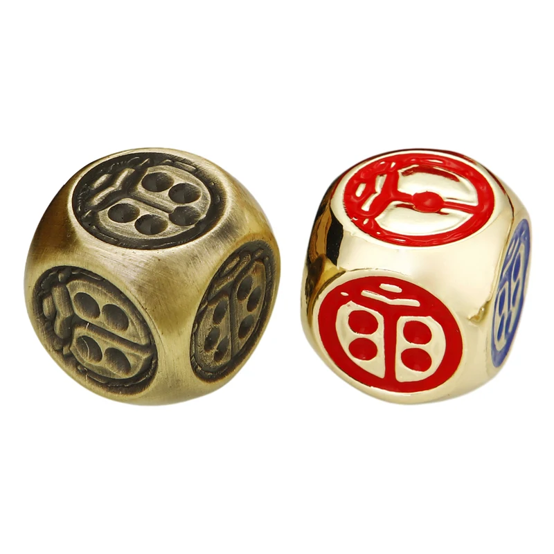 5PCS/1Set Metal Dice Set Beetles Game Dice Six Sided Decider Board Game Acessorios 16mm 5