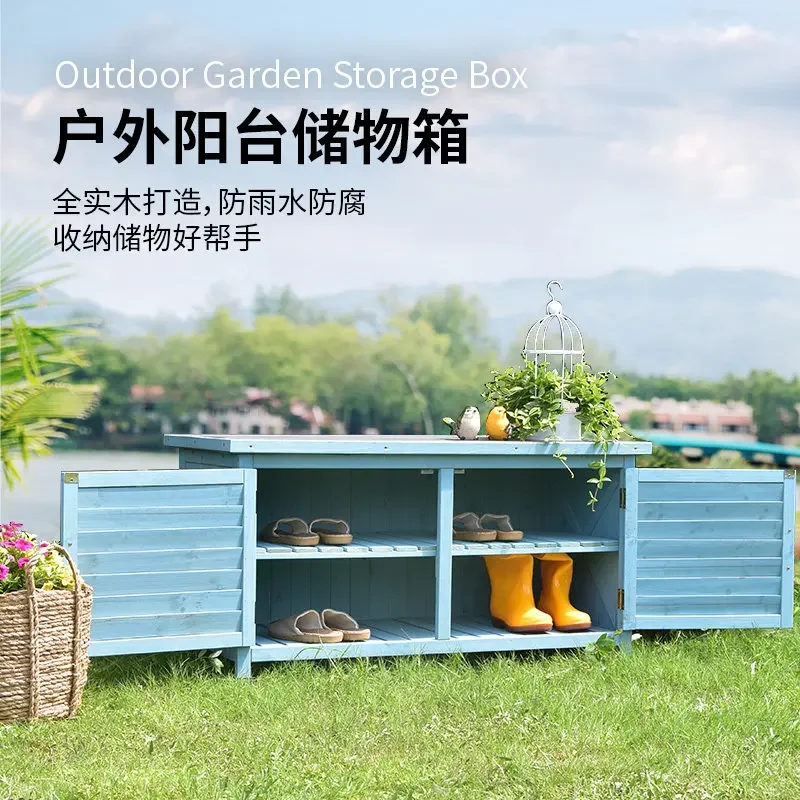 Outdoor storage cabinets, balconies, rainproof, rotten solid wood low cabinets, gardens, outdoor foyers, courtyards, shoe