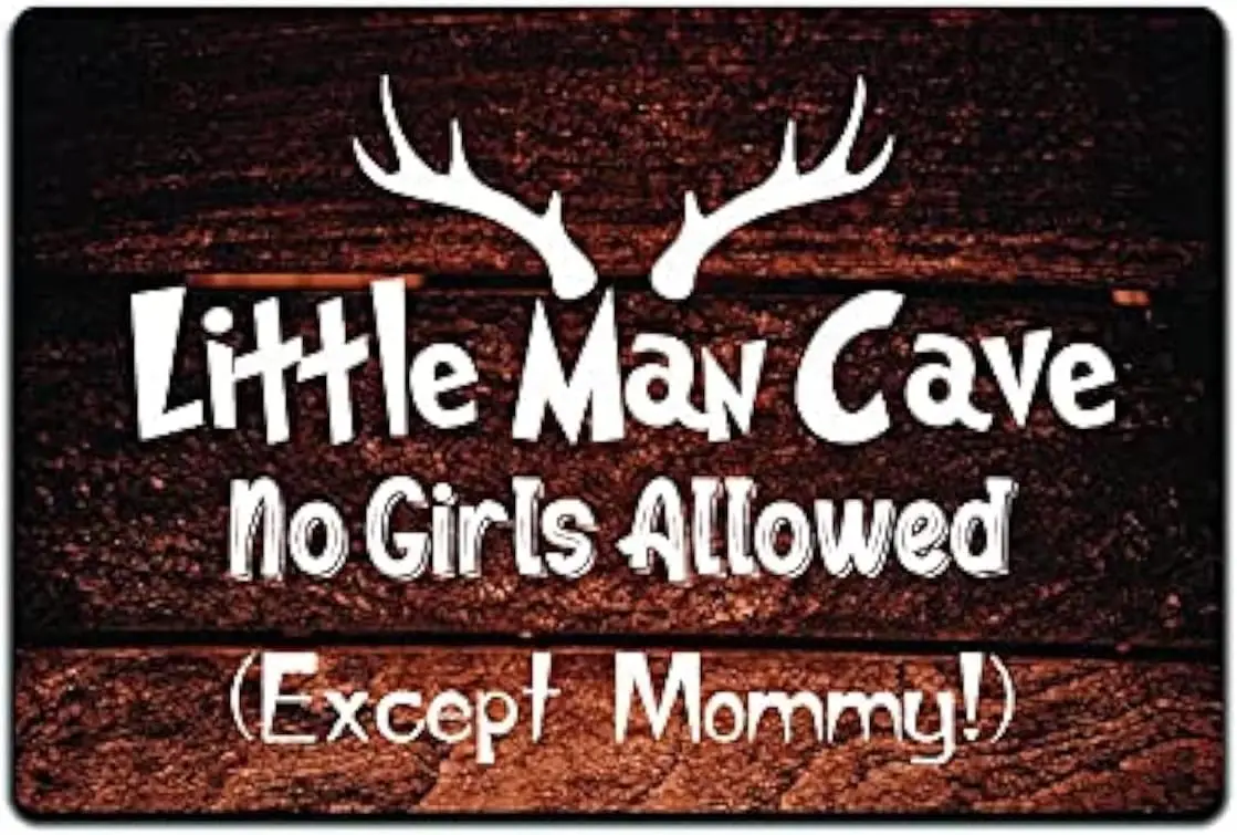 KENSILO Little Man Cave No Girls Allowed Teenager Kids Bedroom Wall Door Decor Tin Signs 12 x 8 inches