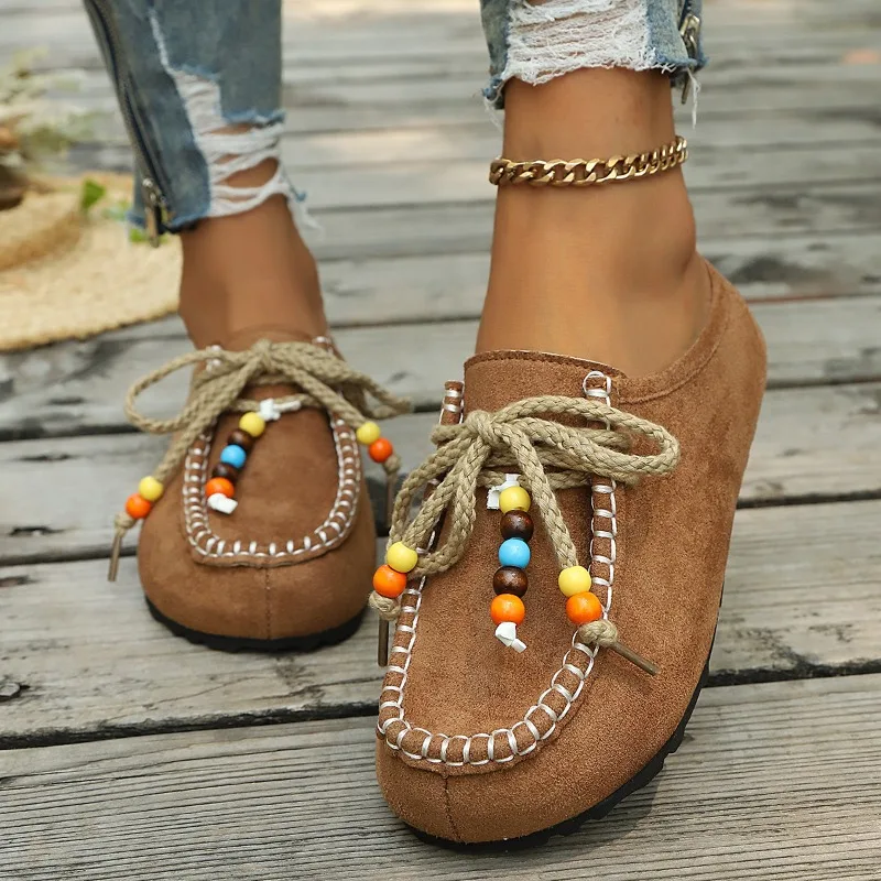 Women's Summer Outdoor Comfortable Slip-on Open-Heel Sandals Fashion Brand Suede Designer Home Slippers Everyday Shopping Mules