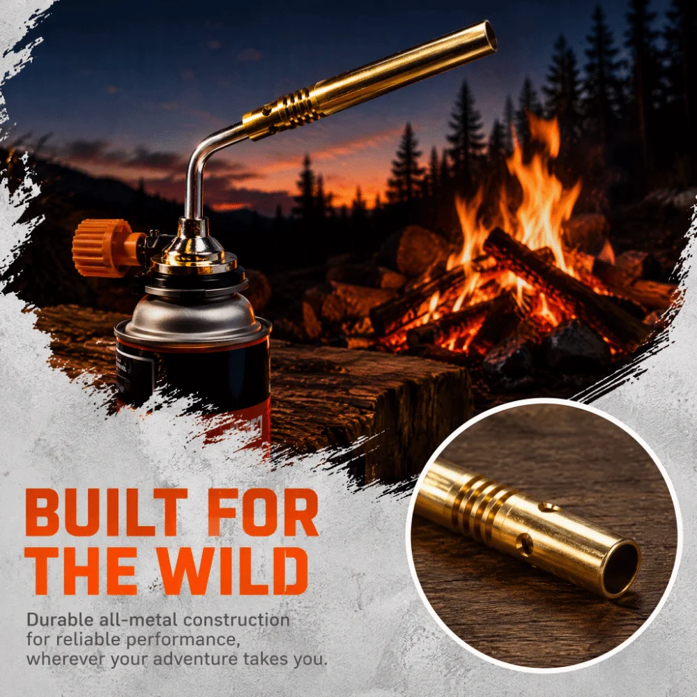 New High Temperature Butane Gas Torch Adjustable Flame Windproof Blow Torch Head Manual Ignition Welding Torch Bbq