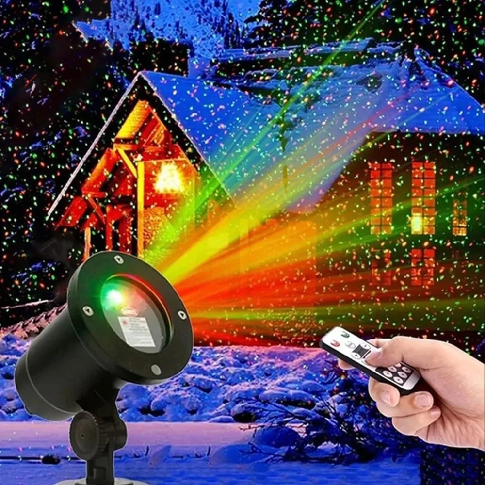 

Laser Christmas Projector Lights Outdoor Garden Landscape Lights Red Green Stars Waterproof Cold Resistant Holiday Party Decor