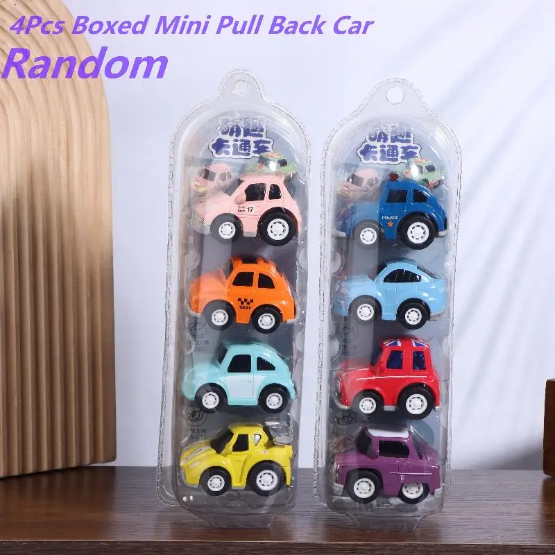 4 pezzi mini modello di auto giocattoli simulazione tirare indietro auto giocattolo cartone animato scorrevole inerzia veicolo giocattoli per bambini regali di compleanno