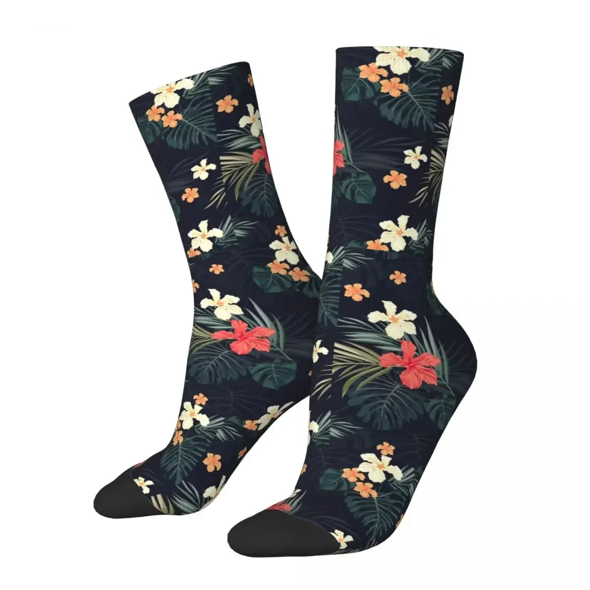 Dark Tropical Flowers Socks Harajuku Super Soft Stockings All Season Long Socks Accessories for Man's Woman's Birthday Present