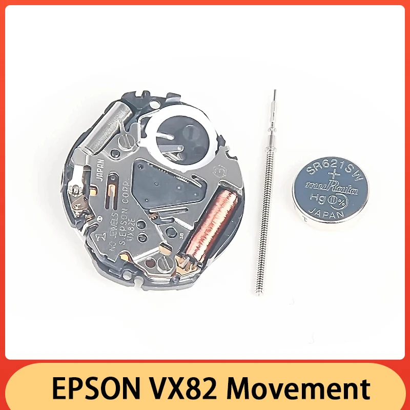 New Original Epson VX82 Watch Movement Automatic Quartz Mouvement Date At 3:00/6:00 Japan VX82E 3 Hands Watch Accessories