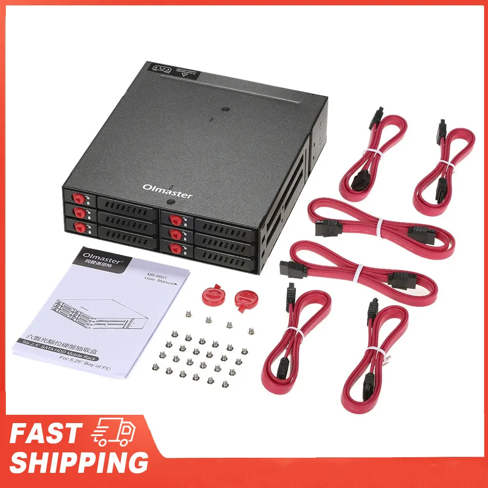 

OImaster 6 Bays Mobile Backplane Support 2.5'' SATA HDD SSD Hard Drive with Cooling Fan Locker Hot-swap 6Gbps Transmission
