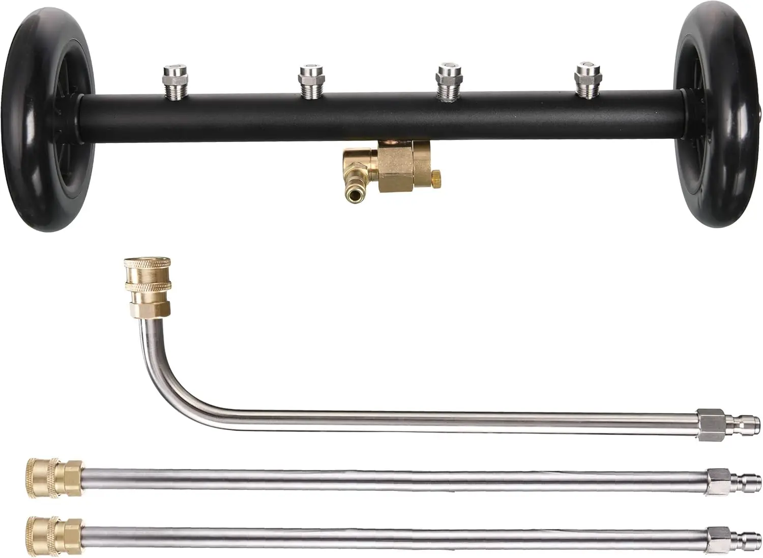 

Мойка высокого давления двойного назначения: насадка для очистки днища и поверхностей 16 дюймов с удлинительными шлангами, 4000 PSI