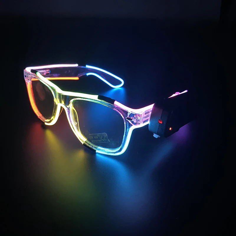 New 8 Colors Neon Wireless Glasses Colorful LED Glowing Glasses Luminous Cool Birthday gift Sunglasses Bar Night Club props