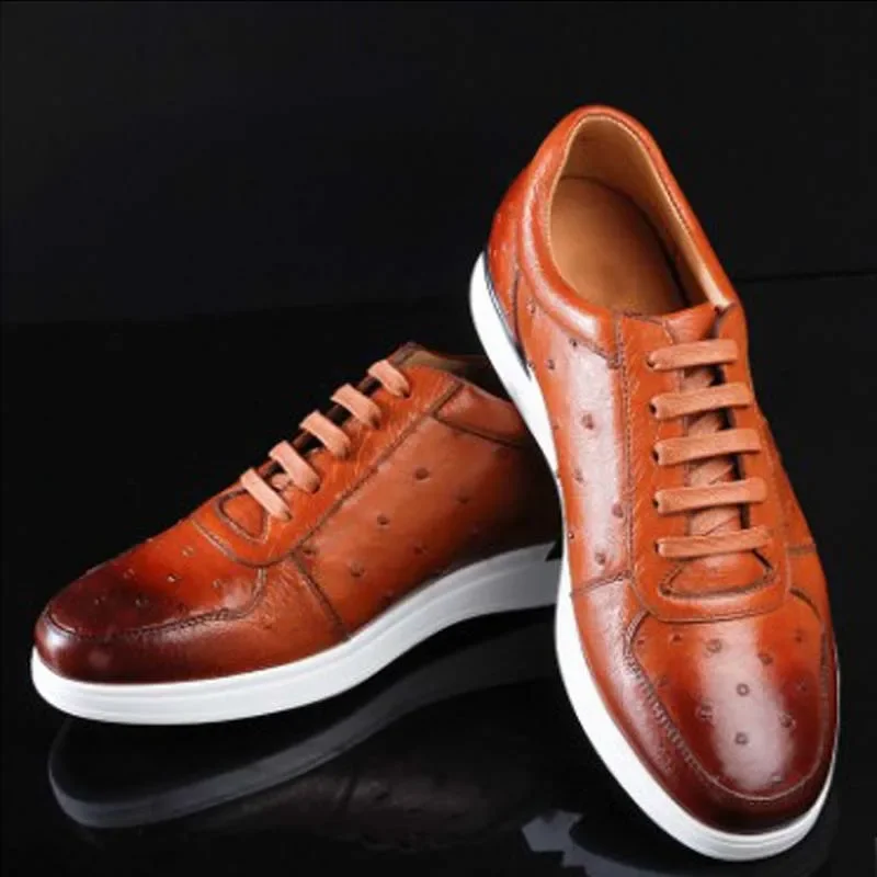 ourui  new ostrich leather  men shoes  male  leisure  men  Ostrich skin men leisure