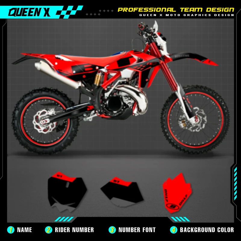 QUEEN X MOTO Motorcycle Team Graphics Decal & Sticker Kit For BETA RR 2013 2014 2015 2016  2017 004