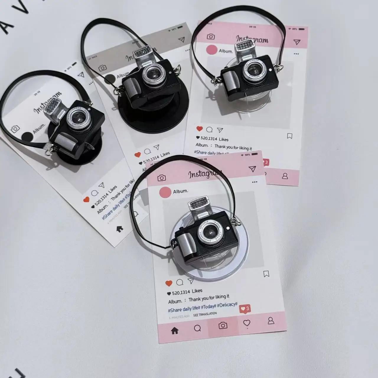 Nuovo supporto per fotocamera INS creativo coreano Custodia per iPhone 16 Samsung S25 Popsockets Griptok