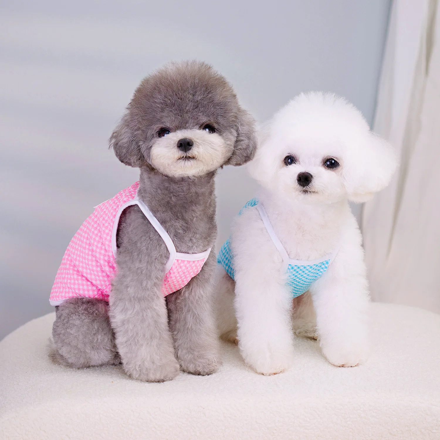 Dog Clothes Pet Apparel Spring Summer Bichon Poodle Vest T-shirt Blue Pink 2 Colors Camisole view 3
