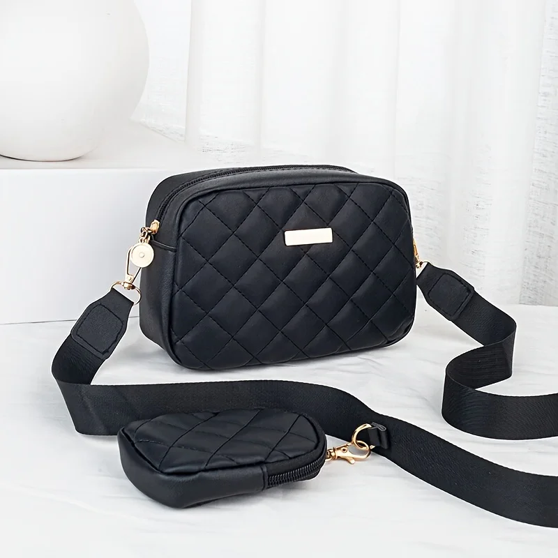 Ladies' Fashion Lingge Quilted Single Shoulder Slant Cross Mother Bag Mobile Phone Bag Wallet