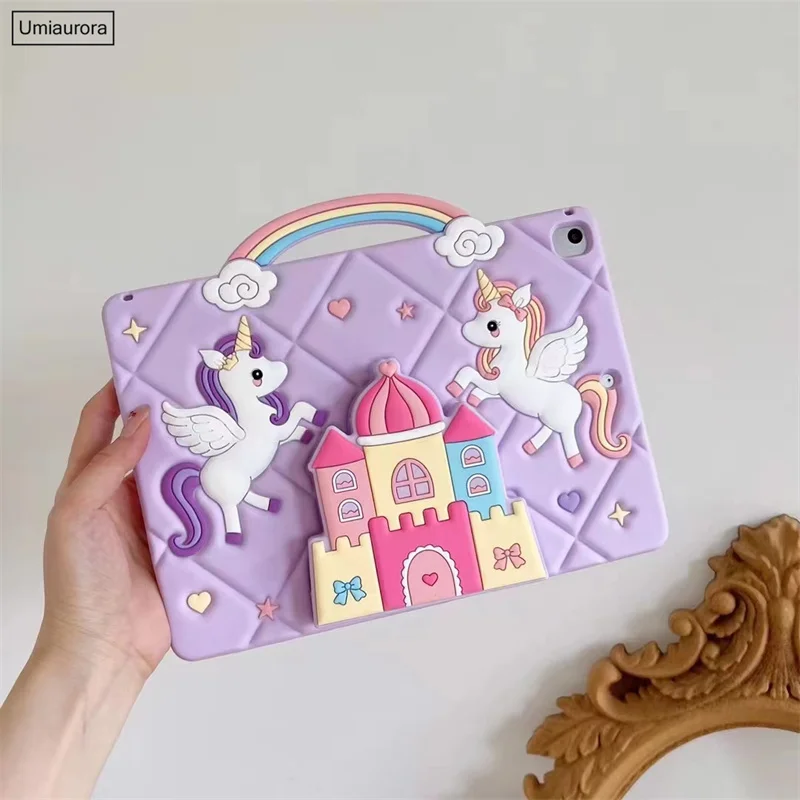For IPad Mini 7 8th 9th 10.2 10th 10.9 11th Gen A16 Air 9.7 Pro 11 inch M2 M3 M4 M5 Kids Cartoon Tablet Case Stand Silicon Funda