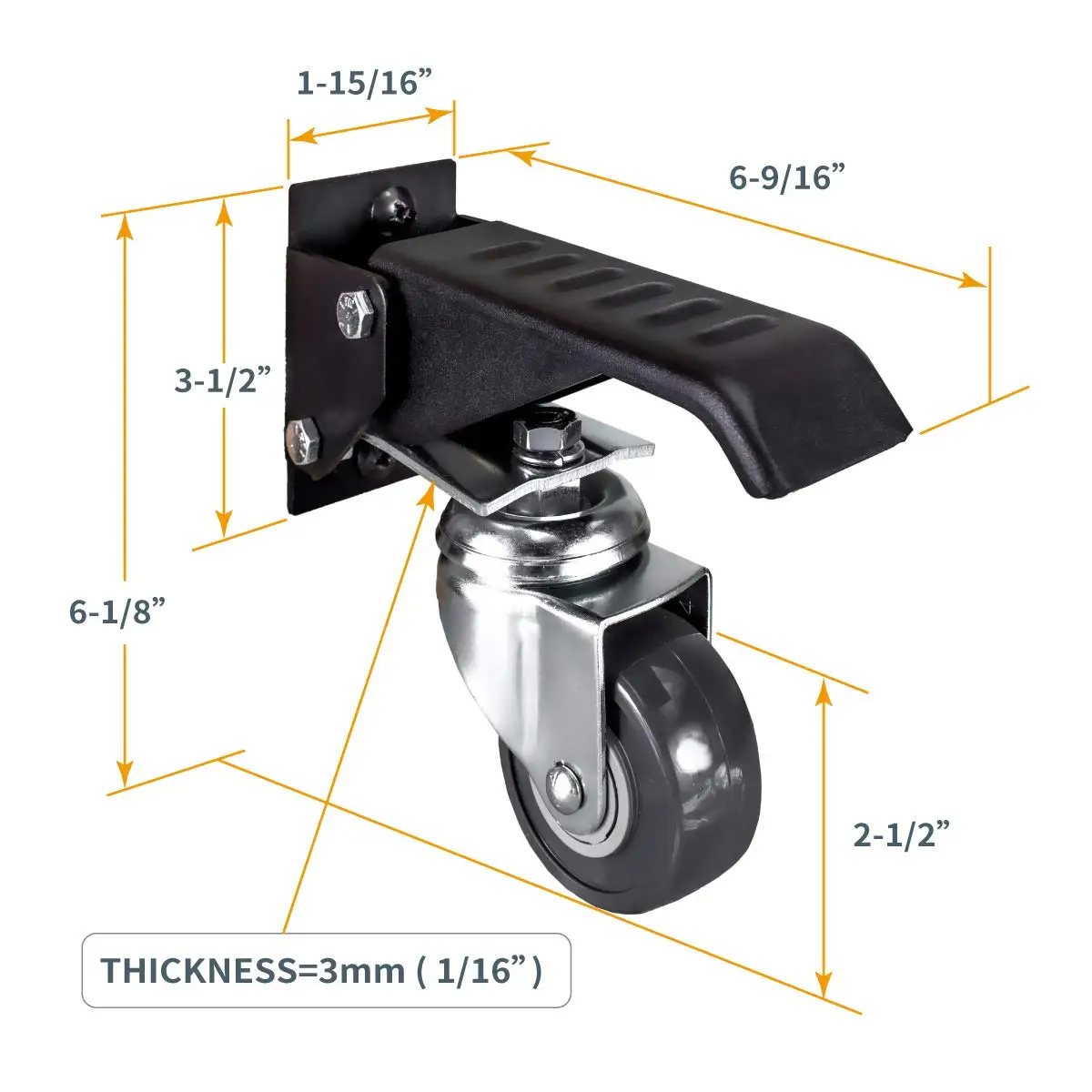 Set Kit kastor Workbench 4 dengan pilihan pemasangan samping & beban 400 lbs, 2-1/2 inci roda kastor Stepdown yang dapat ditarik