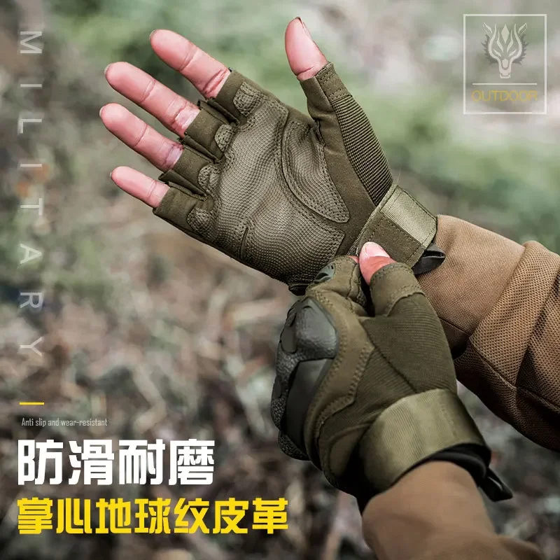 Cycling Gloves For Man 2024 New Outdoor Tactical Anti-Slip Softshell Half-Finger Training Protective High Quality Designer Brand