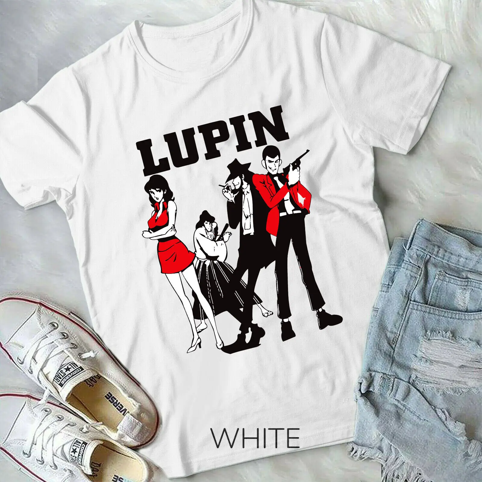 Lupin The Third Shirt, Lupin III,  Unisex T-shirt Short Sleeve Tops Tees Cotton Print Tshirts