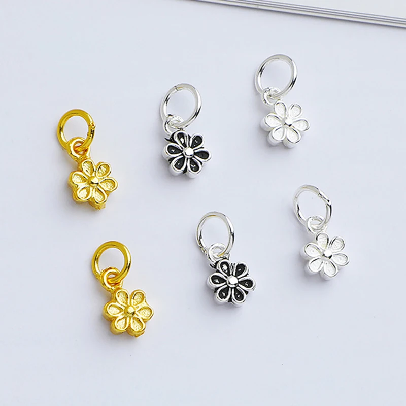 

1pc 925 Sterling Silver Flower Small Pendants 7.5x5mm Bracelets Necklace Silver Charms DIY Jewelry Materials Women Artwork Make