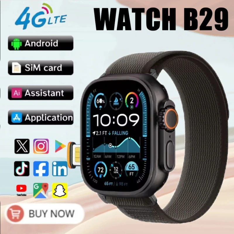 

B29 ultra Smartwatch предлагает 4G5G Andorid90 800 Вт WIFI GPS Положение HR Google Player Приложение Загрузка S10 Ultra Smart Watch