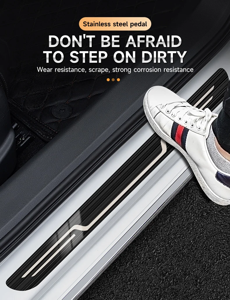 Edelstahl Auto-Türschwellenschutz Anti-Schmutz Aufkleber Abdeckung Dekoration Außen Anti-Kick Pedal Dekoration Zubehörteile – Detail 3