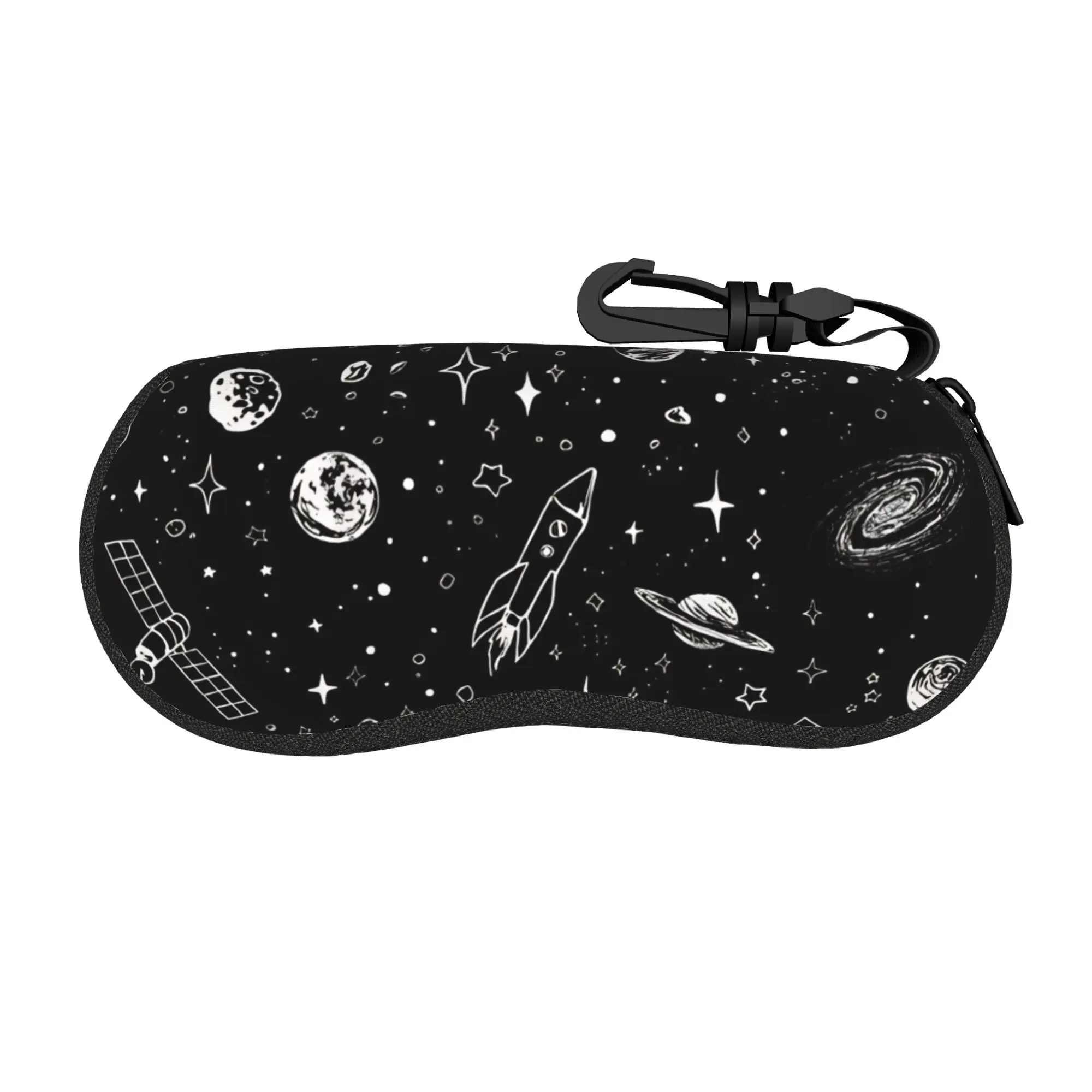 Space Planets Rockets  Glasses Case Cover  Zipper Sunglasses Case Men Women Pocket Eyeglass Protector Fashion Eyewear Accessory