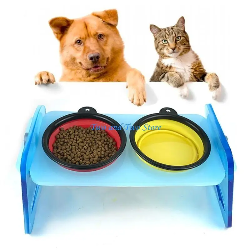 HX6F Feeding Dish Mold Adjustable Double Bowl Stand Drinking Water Feeding Rack Mold