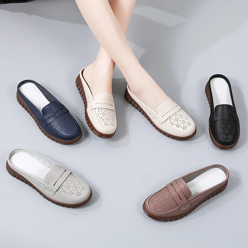 Girls Ballet Flat Shoes Women\'s Flat Shoes 2024 Spring/Summer Shoes Women High Heels Genuine Leather Casual Women Casual Loafers