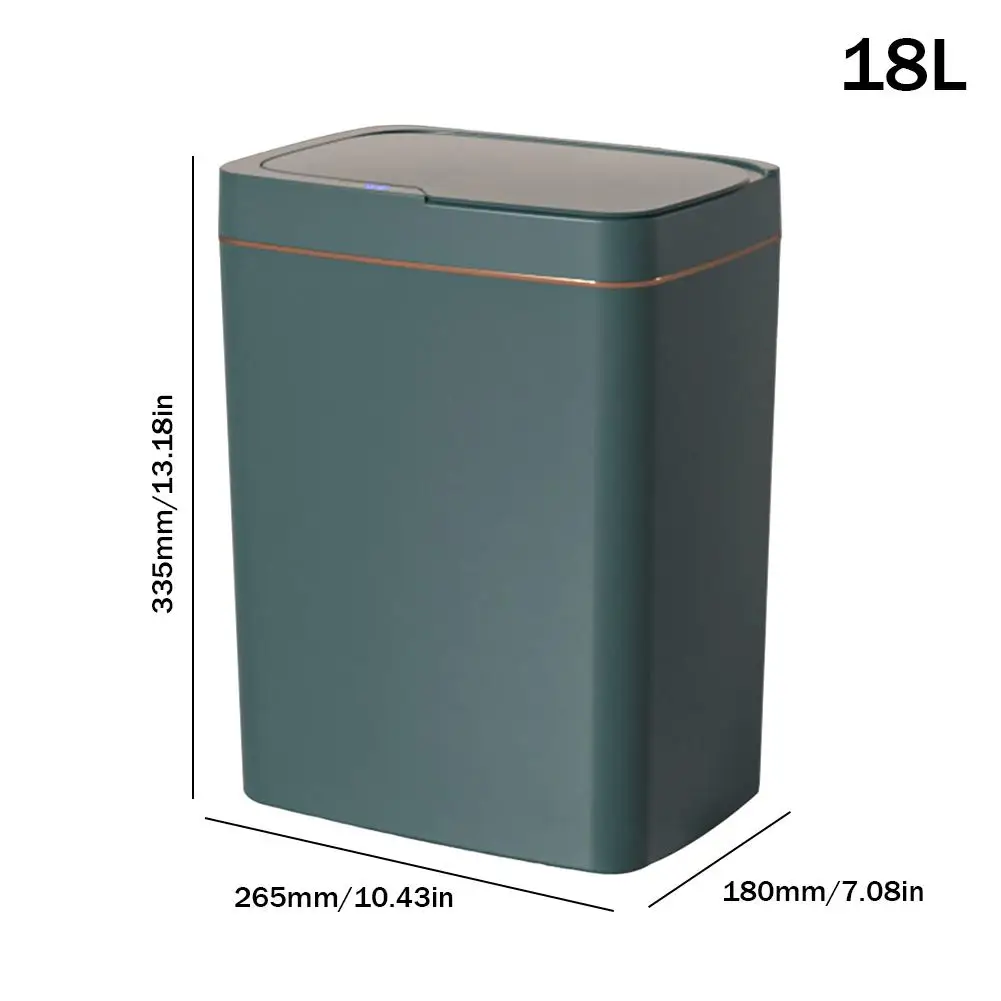 15/18L Automatic Trash Bin Waterproof Electric Garbage Bin Quiet Auto Motion Sensor Rubbish Can Rechargeable for Bathroom Toilet