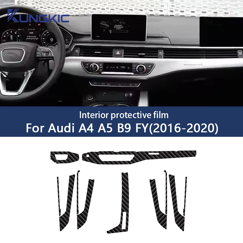 

Car interior carbon fibre Film 5D PET Center console Anti scratch resist film Accessories refit For Audi A4 A5 B9 FY 2016-2020