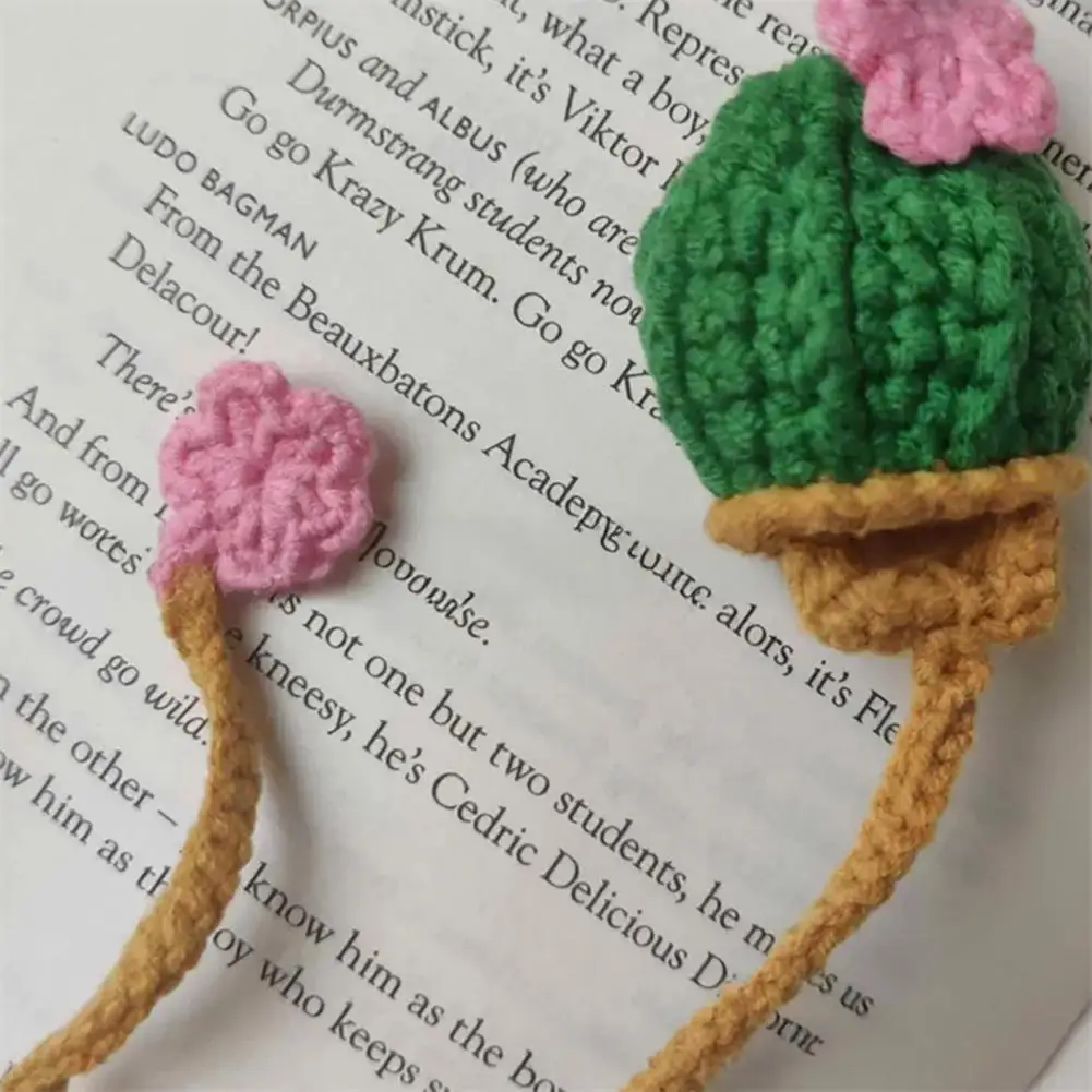 Красочная закладка в виде кактуса, связанная вручную закладка в виде кактуса, яркие цвета для украшения офиса, сувениры для вечеринок, уникальное вязание