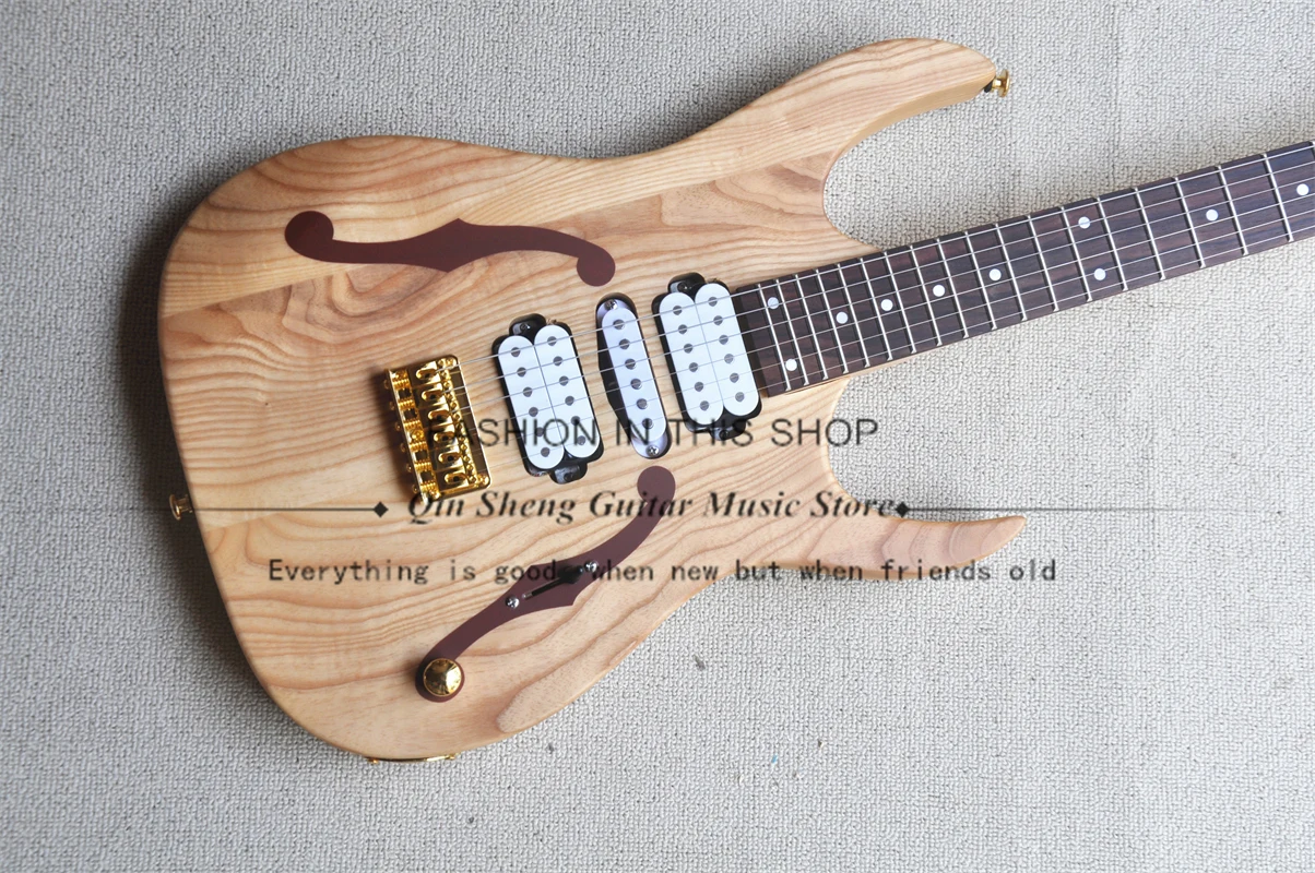 Natural Color Electric guitar RG Guitar Ash body Maple neck Fixed bridge HSH pickup Maple fingerboard Gold tuners