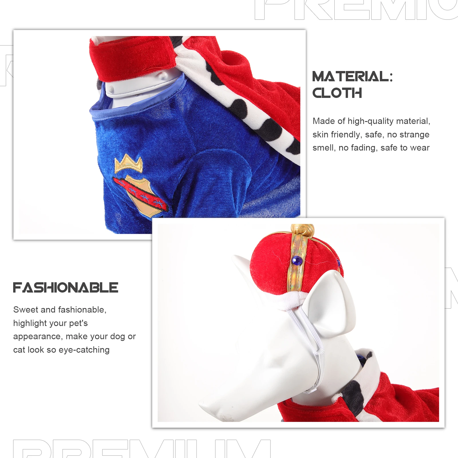 

Dogs Winter Clothes Pet Cape Costume Cloak Lovely Blue Overcoat Boy Dog Crown Hat Fashionable Safe Wear Style Holiday Everyday